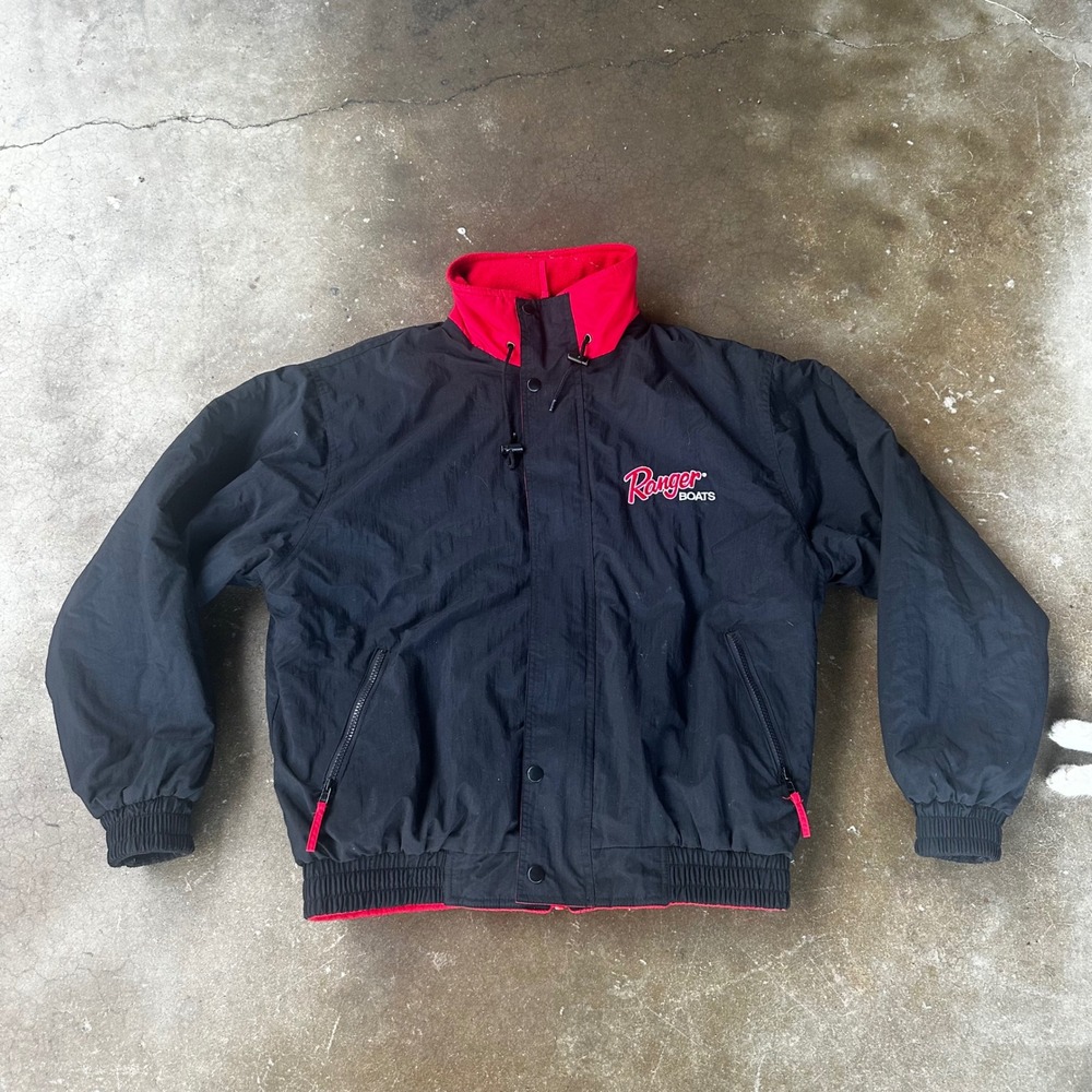 Ranger Boats Reversible Jacket Mens XL Black Red Fleece Nylon Fishing Bomber